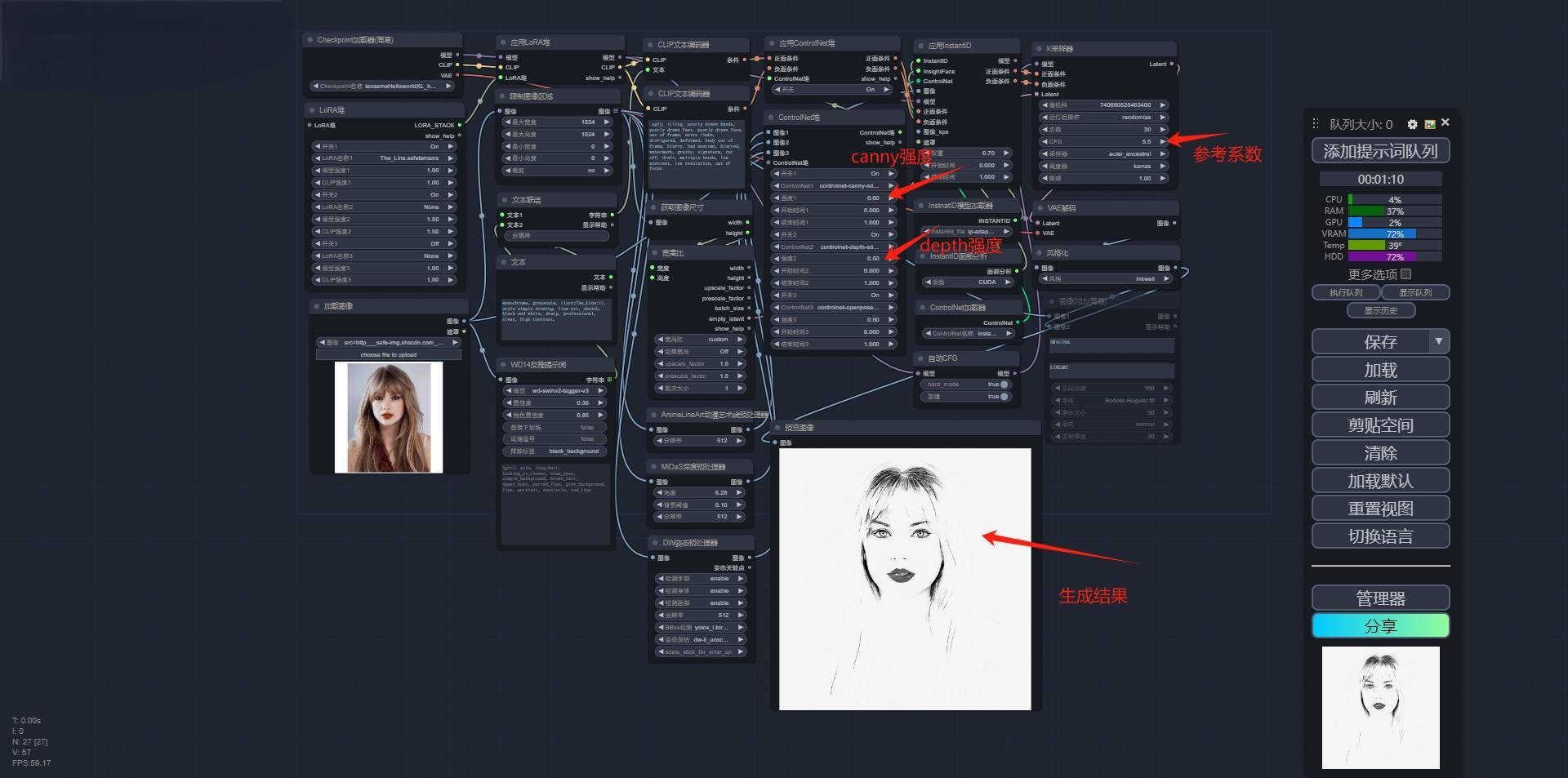 AI素描画生成工作流整合包分享