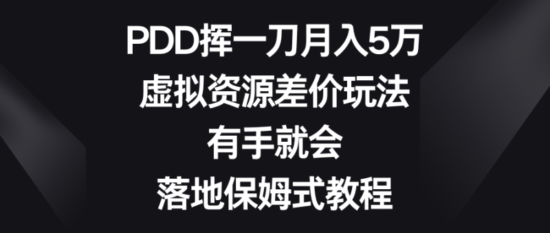 PDD挥一刀月入5万+，虚拟资源差价玩法，落地保姆式教程，小白也能轻松操作AI资讯-AI软件-网赚项目-副业赚钱-互联网创业-资源整合-电脑软件wangyi-AI乐园
